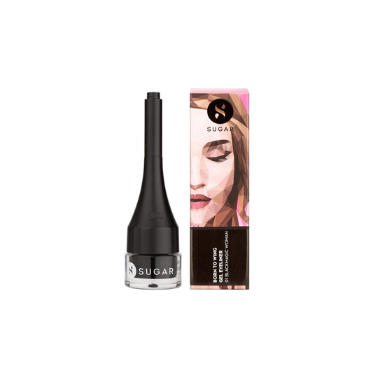 SUGAR Cosmetics Born To Wing Gel Eyeliner with Brush | Smudgeproof & Matte | Lasts Upto 12 hrs - 01 Blackmagic Woman