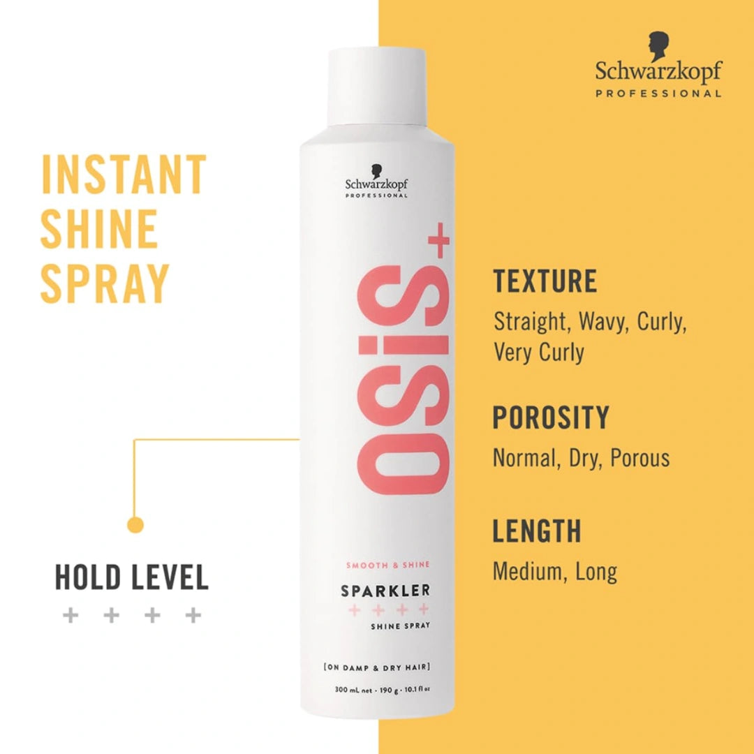 Schwarzkopf Professional OSiS+ Sparkler Shine Spray | Instant Shine & Lightweight Conditioning Spray for Men & Women 300ml
