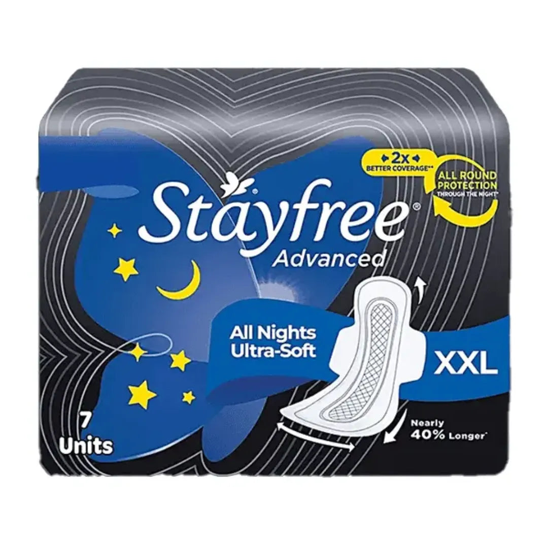 Stayfree Advanced All Night Ultra-Comfort Napkin with Wings for women- 7 Pads (Extra Large)