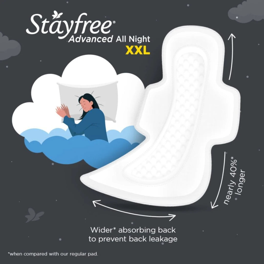 Stayfree Advanced XXL All Night Sanitary Pads | 42 Ultra Thin Pads for Ultra Comfort | 40% Longer | Ideal for Heavy Flow