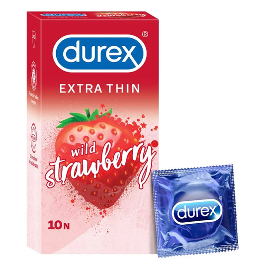 Durex Extra Thin Wild Strawberry Flavoured Condoms For Men - 10N