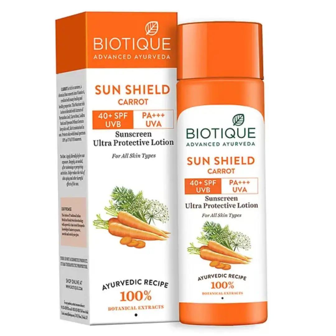 Biotique Sun Shield Carrot Sunscreen Ultra Protective Lotion 40+SPF UVB (120ml)