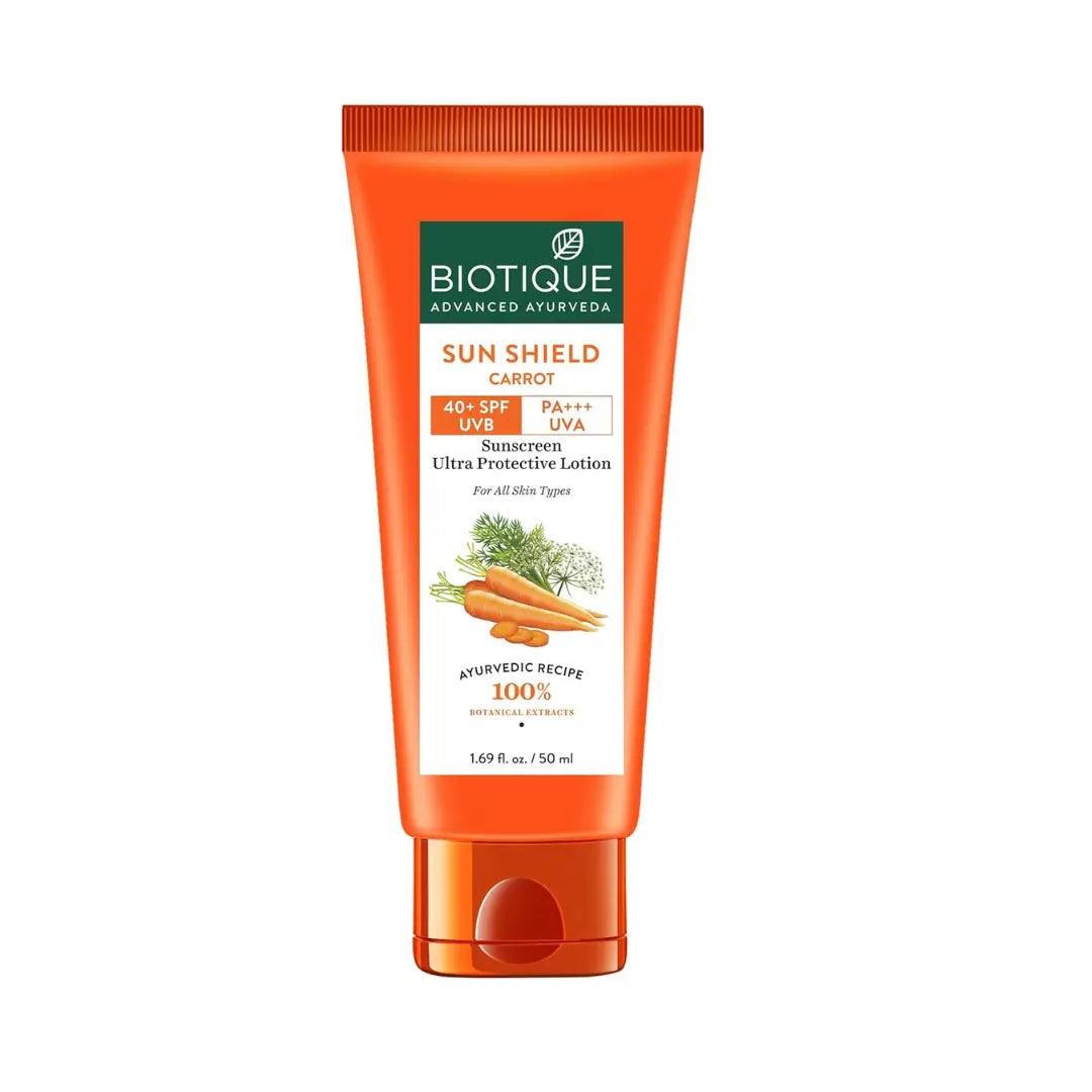 Biotique Sun Shield Carrot Sunscreen Ultra Protective Lotion 40+ SPF UVB (50ml)