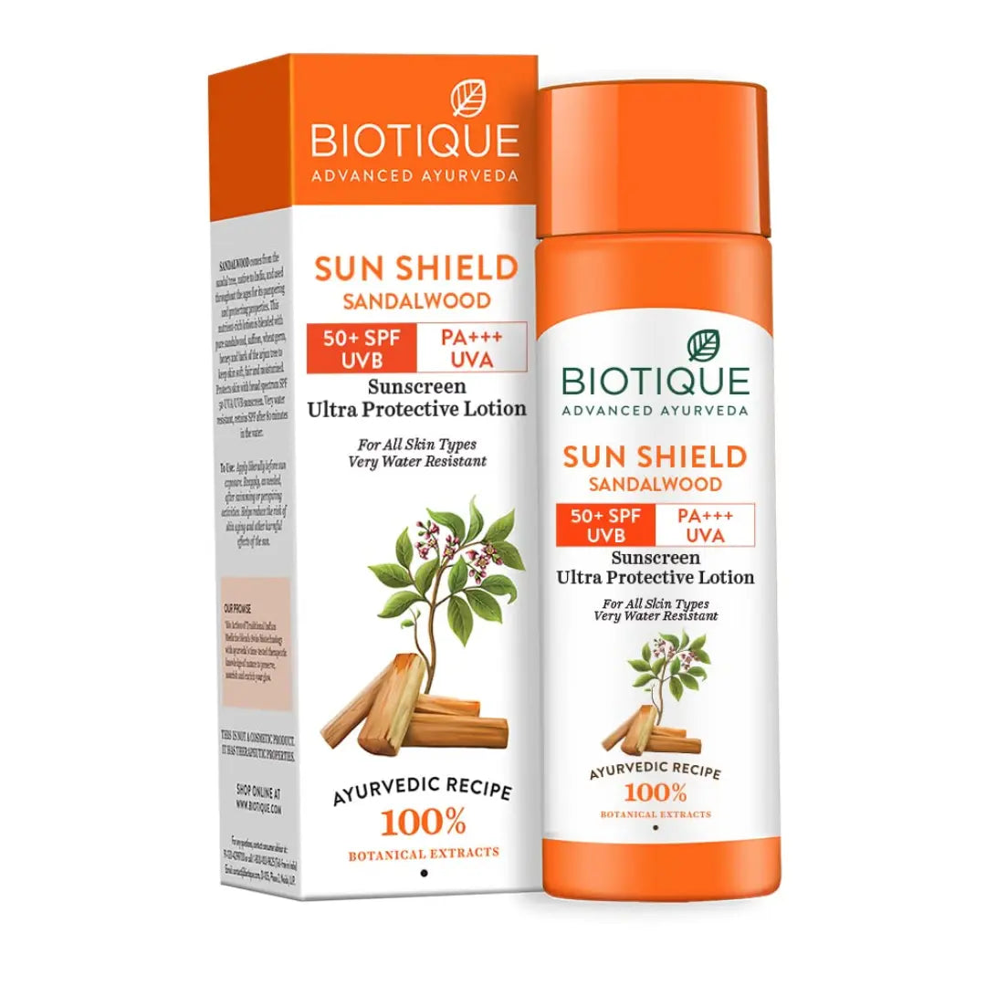 Biotique Sun Shield Sandalwood Ultra Protective Lotion 50+ SPF PA+++ UAV Sunscreen (120ml)