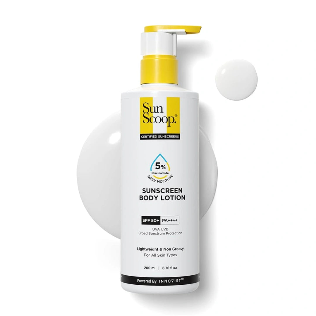 SunScoop 5% Niacinamide Daily Moisture Sunscreen Body Lotion SPF 50+ PA++++ | 24-Hours Moisturization | For Men & Women -200ml