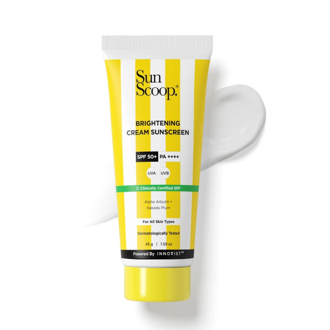 SunScoop Brightening Daily Cream Sunscreen SPF 50 With Niacinamide + Alpha Arbutin for Radiant Skin | Ideal for All Skin Type | 45g