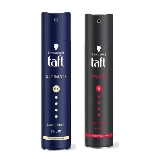 Schwarzkopf Taft Power Hair Spray With Caffeine Formula & Taft Ultimate Hair Spray For Hair With Crystal Shine 250ml