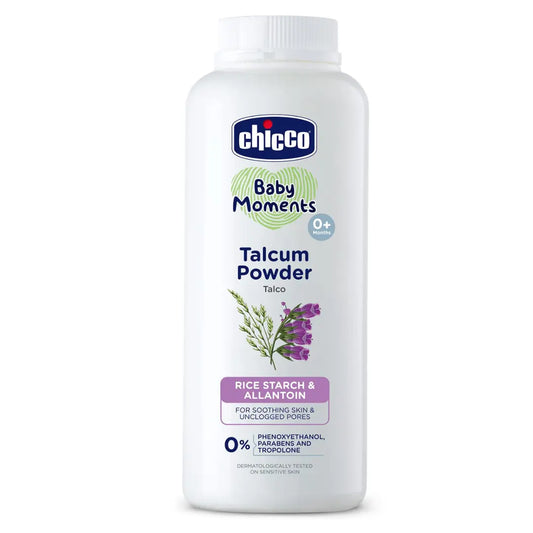 Chicco Baby Moments Talcum Powder with Natural Ingredients, Soothes & Moisturises Baby’s Skin, Dermatologically Tested, Paraben Free, Phenoxyethanol Free 0M+ (150 gm)