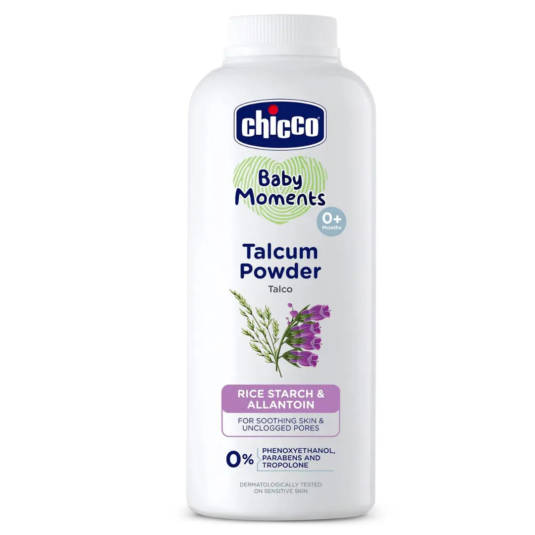 Chicco Baby Moments Talcum Powder Talco , Dermatologically Tested, Paraben Free, Phenoxyethanol Free 0M+ (300 gm)