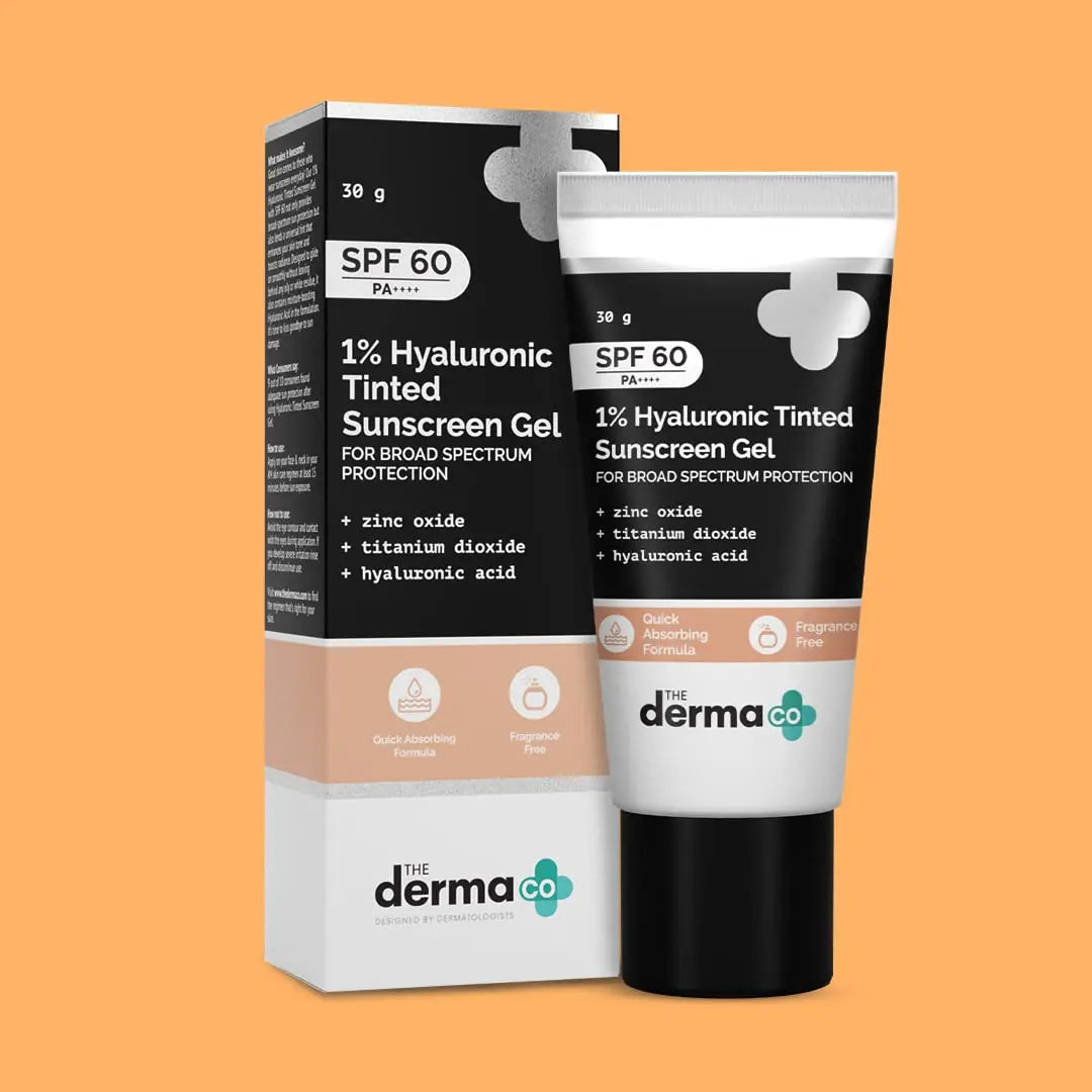 The Derma co. 1% Hyaluronic SPF 60 PA++++ Tinted Sunscreen Gel With No White Cast - 30g