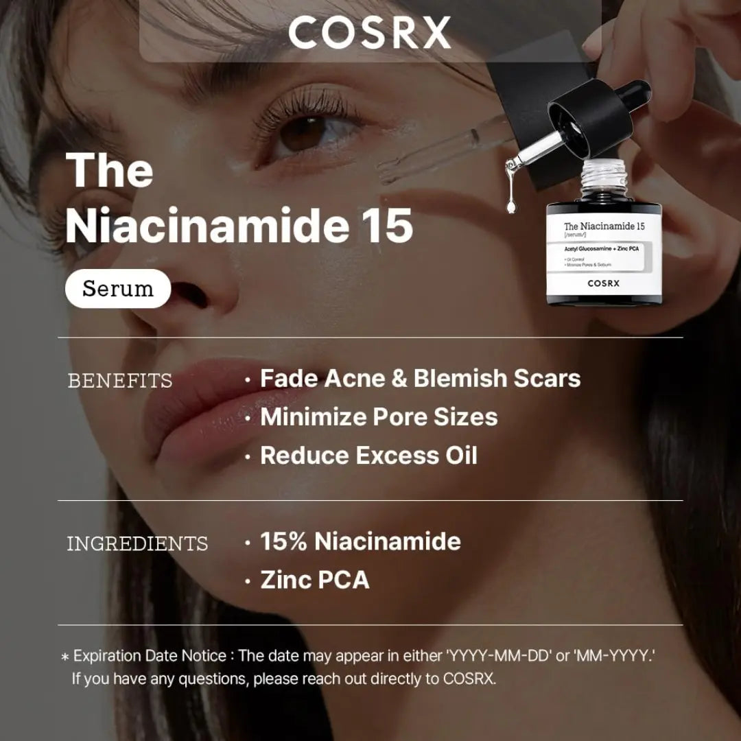 COSRX Niacinamide 15% Face Serum 20Ml, Minimizing Pores & Sebums, Blemish Treatments For Discoloration, Dark Spots, Enlarged Pores, Artificial Fragrance & Parabens-Free