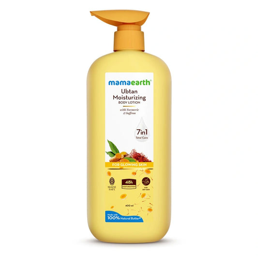 Mamaearth Ubtan Moisturizing Body Lotion with Turmeric & Saffron for Glowing Skin (400ml)