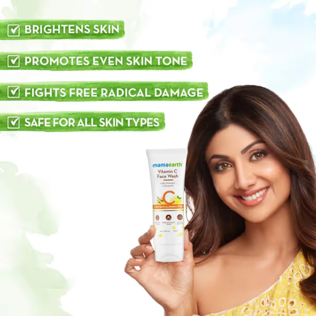 Mamaearth Ubtan Facewash & Vitamin C Facewash Combo - 100ml each