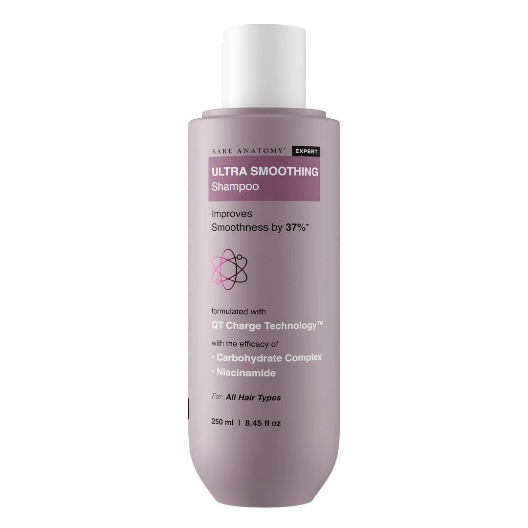 Bare Anatomy Ultra Smoothing Shampoo for Dry and Frizzy Hair | Restores Smoothing & Texture by 37% | Powered By Carbohydrate Complex & Niacinamide | SLS & Paraben Free | Vegan | For Men & Women -250ml