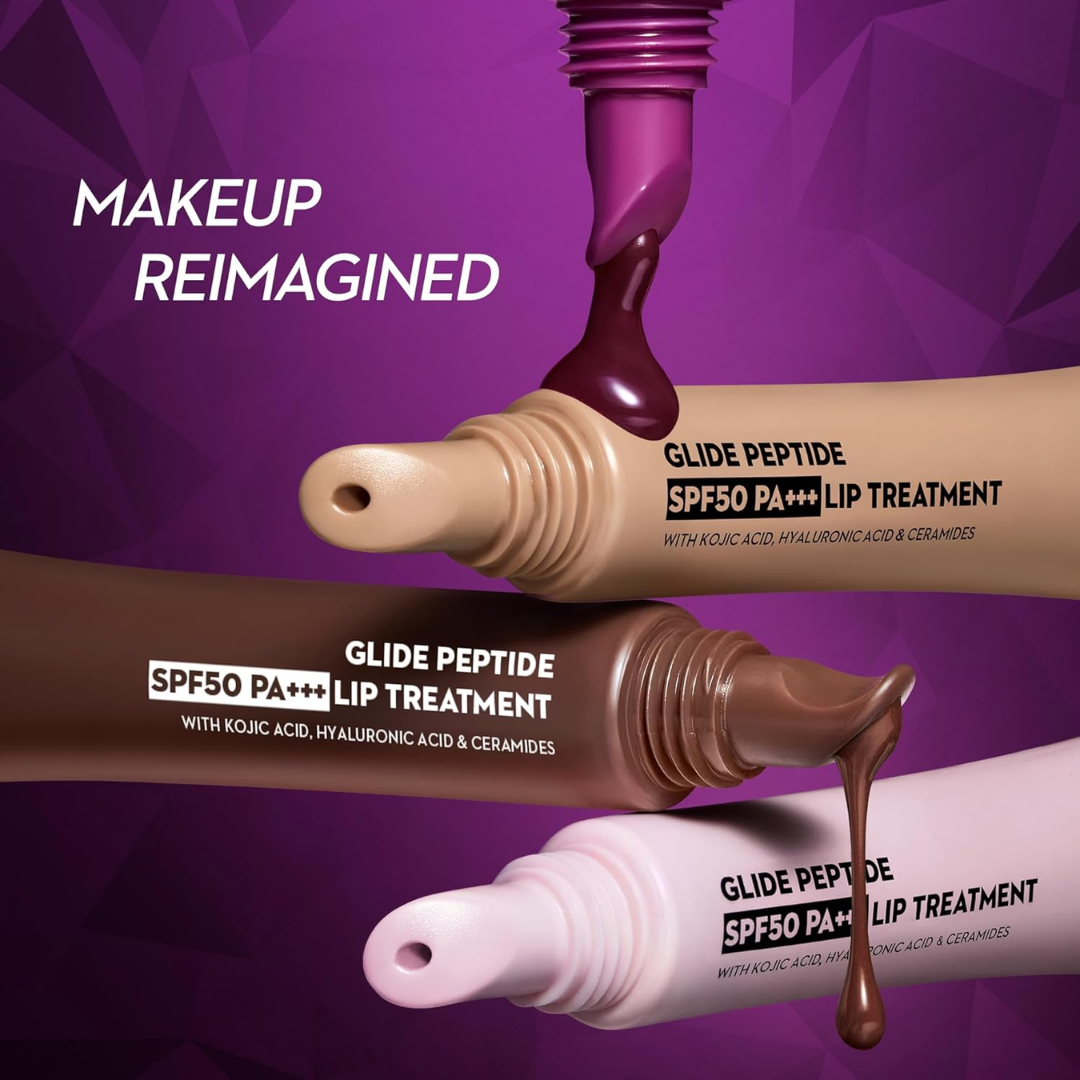 SUGAR Cosmetics Glide Peptide SPF50 PA+++ Lip Treatment | Infused Hyaluronic Acid, Ceramides & Vitamin E | Tinted Lip Balm |