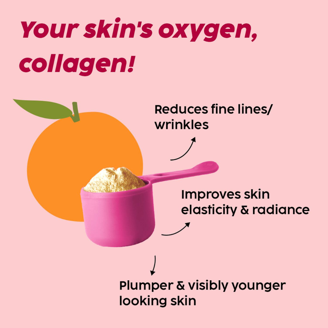 PLIX - THE PLANT FIX  Forever Young Collagen Collagen Booster Supplement Powder Orange Flavour