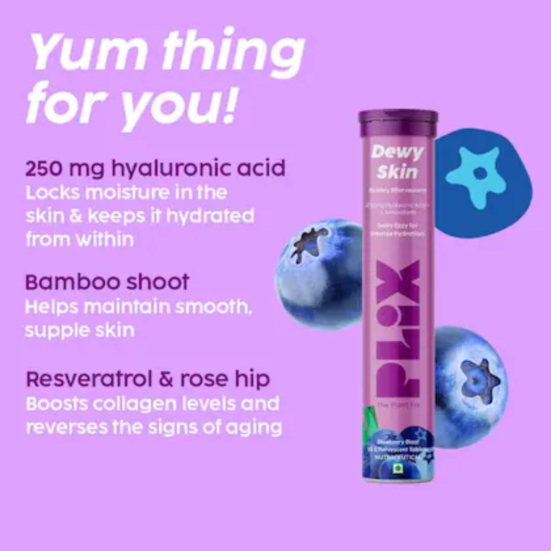 PLIX - THE PLANT FIX Hyaluronic Acid + Superfoods 15 Effervescent Tablets (Blueberry)