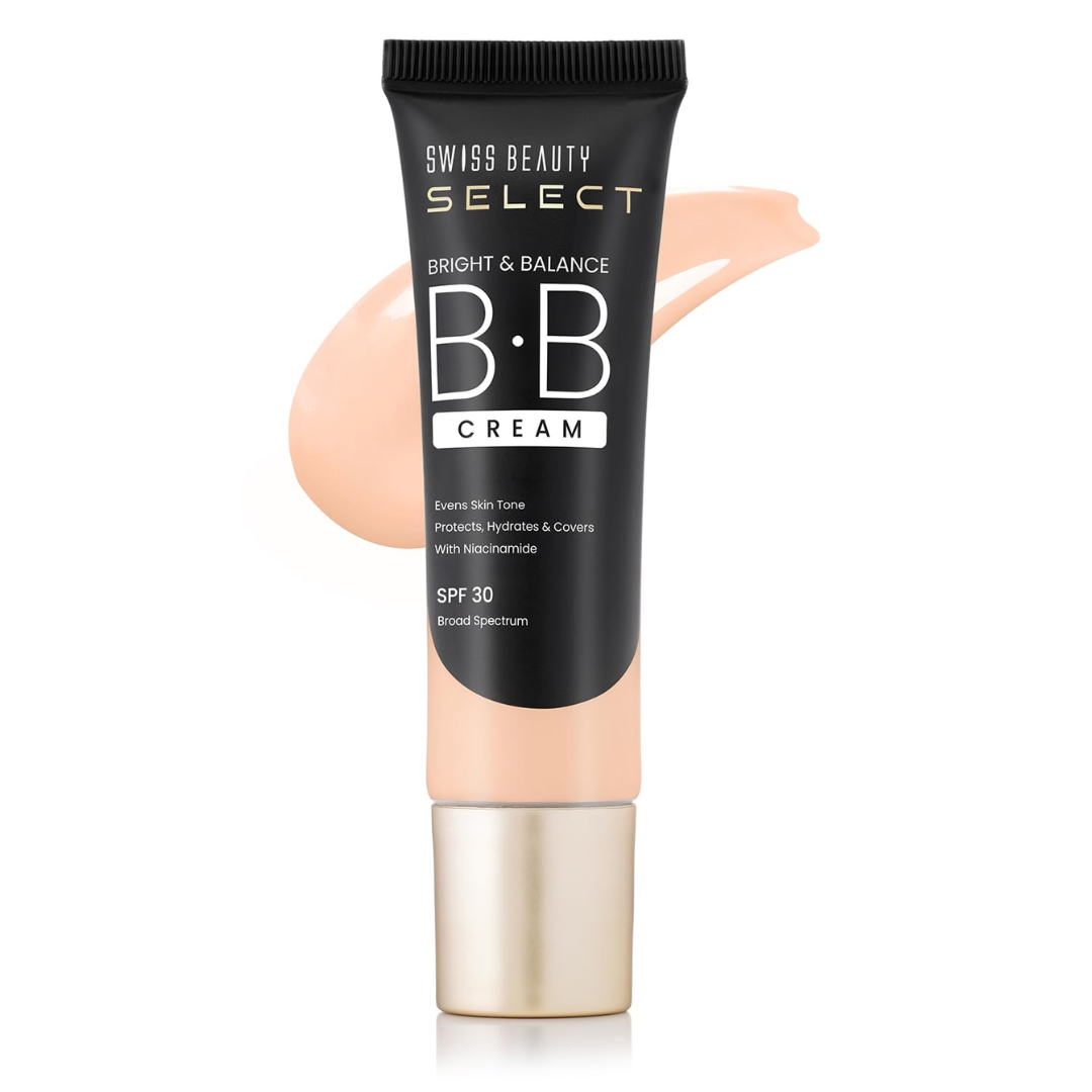 SWISS BEAUTY Select Bright&Balance Multifunctional Luminous Medium Coverage Bb Cream With Spf 30 Protects, Hydrates And Covers Infused With Niacinamide, Wheat Germ Oil Shade-That's Fair, 30G|1 Count