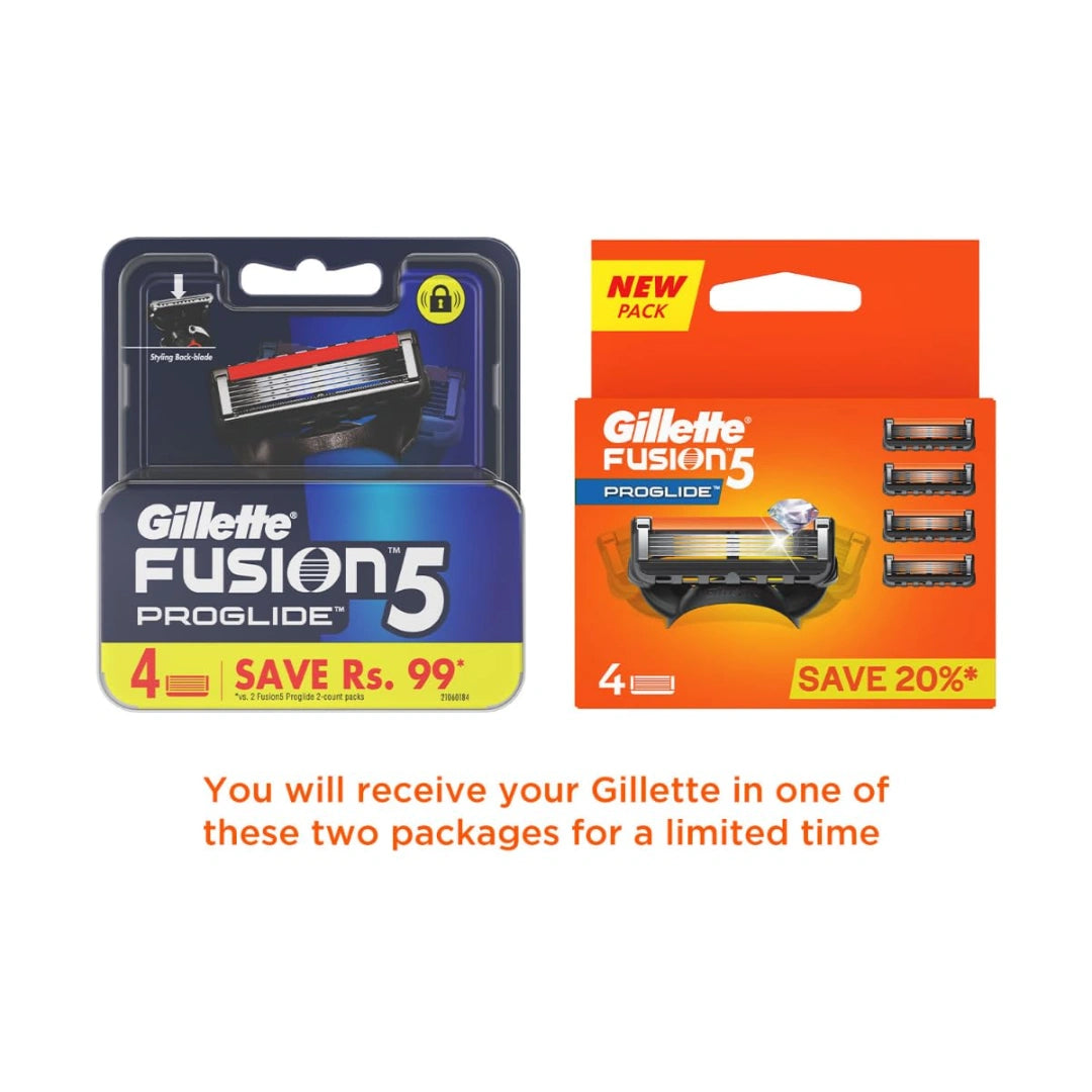 Gillette Fusion Proglide Blades for men with styling back blade - 4 count for Perfect Shave and Perfect Beard Shape