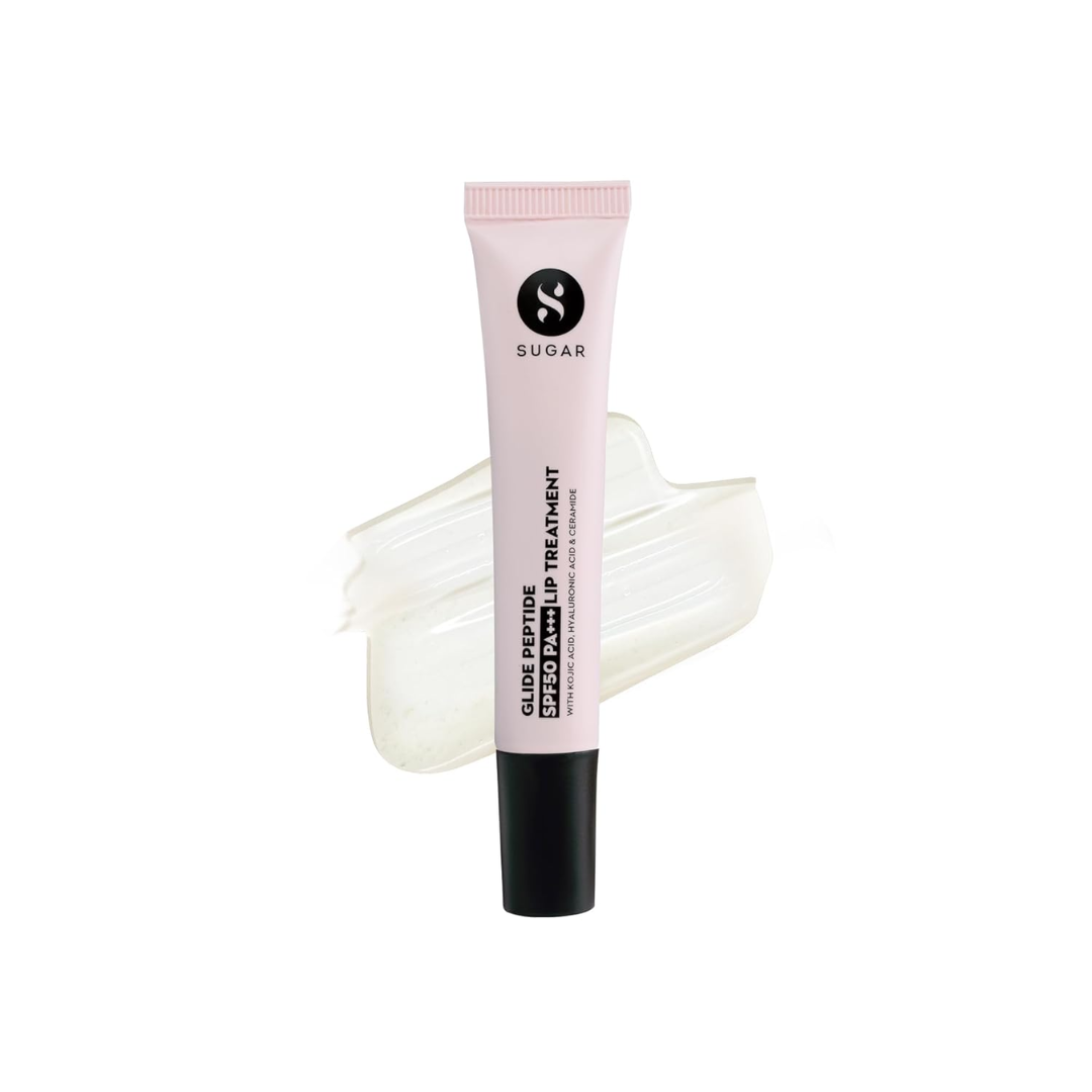 SUGAR Cosmetics Glide Peptide SPF50 PA+++ Lip Treatment | Infused Hyaluronic Acid, Ceramides & Vitamin E | Tinted Lip Balm |