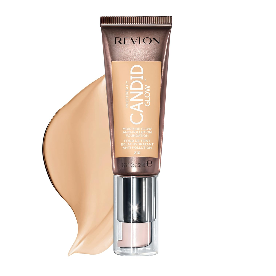 Revlon PhotoReady Candid Glow Moisture Glow Anti-Pollution Foundation with Vitamin E and Prickly Pear Oil, Anti-Blue Light Ingredients, without Parabens, Pthalates, and Fragrances, Buff, 0.75 oz