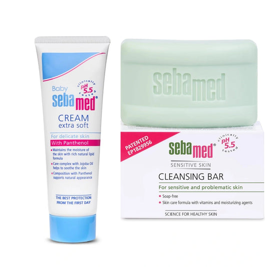 SebaMed extra soft cream 50g , and Cleansing Bar Soap-Free for Normal to Oily Skin, 100gm