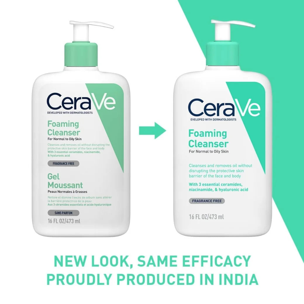 CeraVe Foaming Cleanser For Normal To Oily Skin (473ml) - Dermatologist-Developed Facewash | Non-Comedogenic And Fragrance-Free Cleansers For Acne-Prone Skin