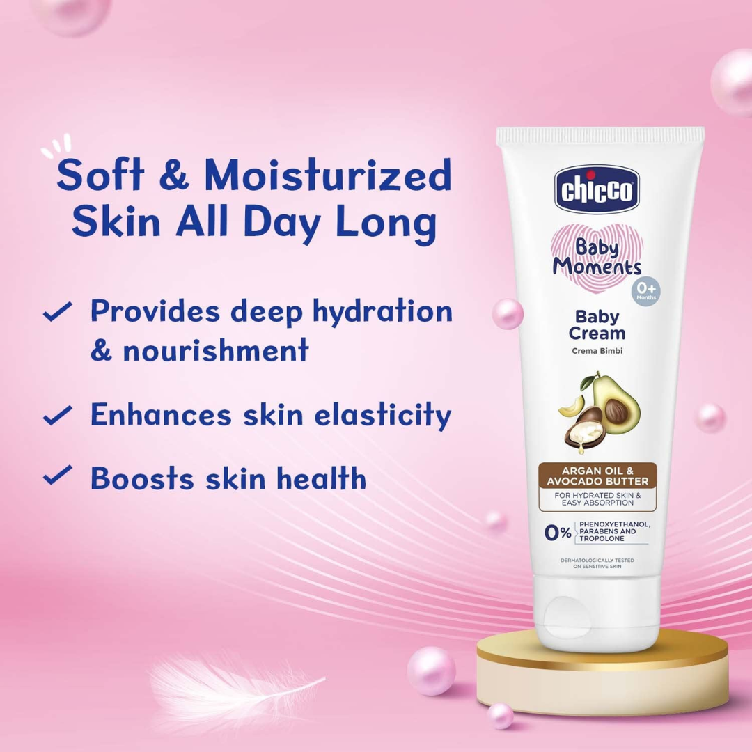 Chicco Baby Moments Baby Cream for Babies with Argan Oil & Avocado Butter, 50g (pack of 2)