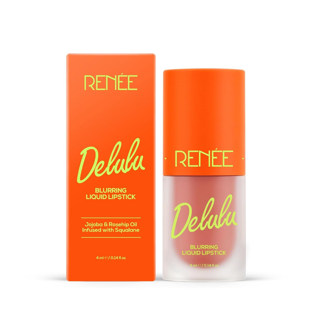 RENEE Delulu Blurring Matte Liquid Lipstick | Buildable Formula with Rich PayOff | Blurs Lip Lines, Glides Smoothly, Long-Lasting Up To 10 Hours | With Jojoba Oil | 4ml