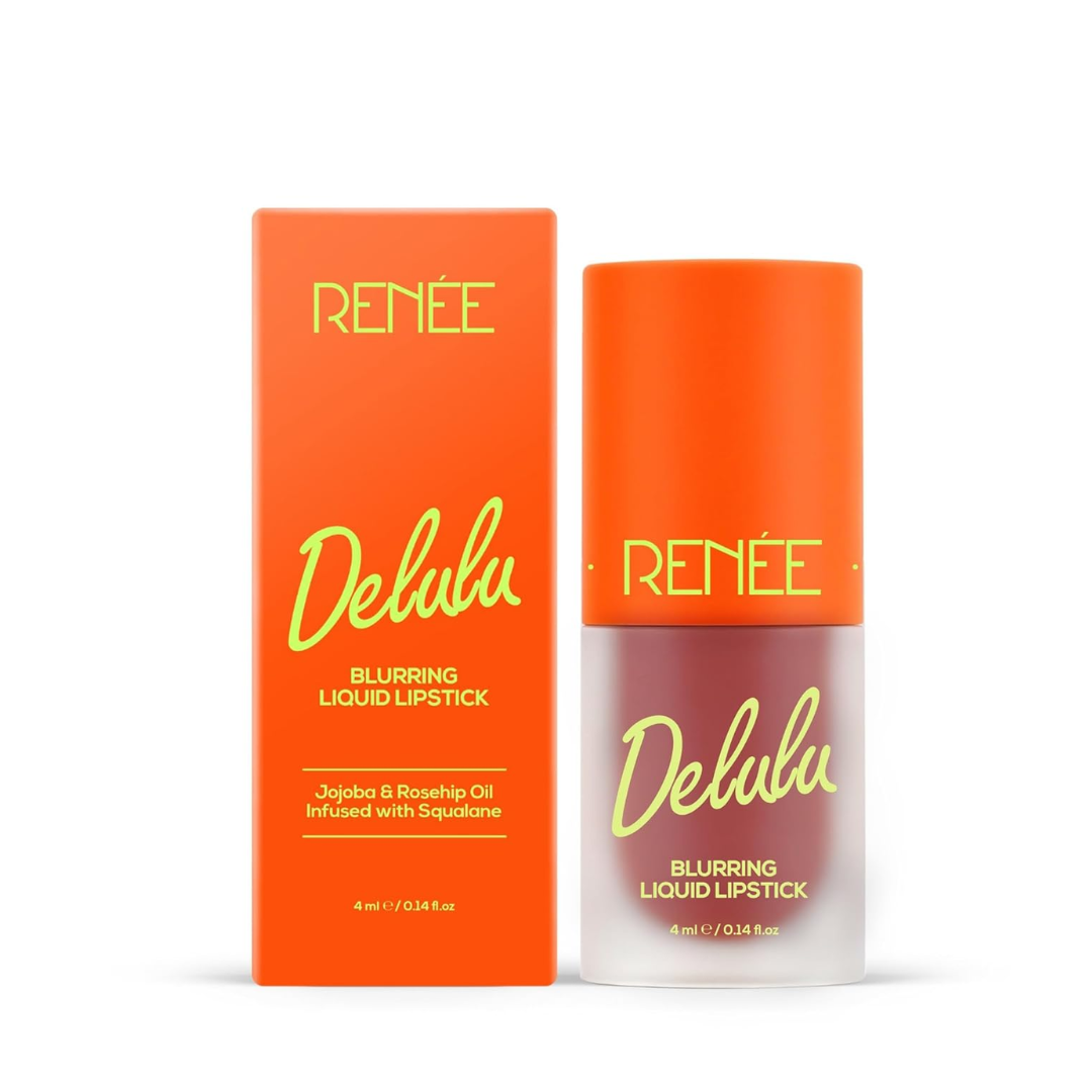 RENEE Delulu Blurring Matte Liquid Lipstick | Buildable Formula with Rich PayOff | Blurs Lip Lines, Glides Smoothly, Long-Lasting Up To 10 Hours | With Jojoba Oil | 4ml