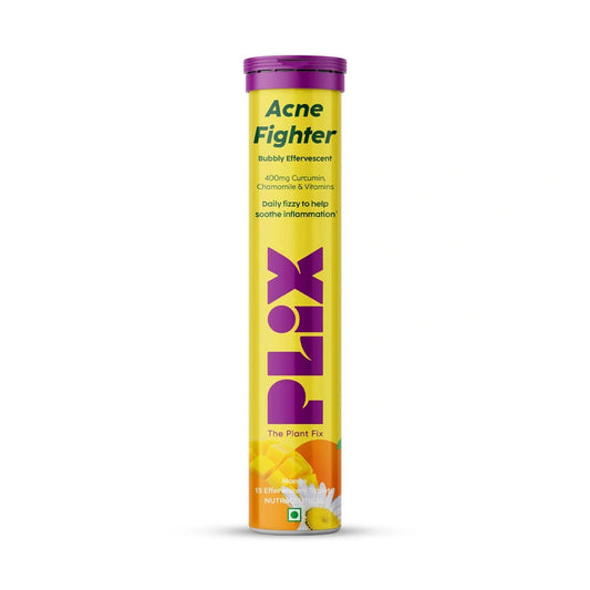 PLIX - THE PLANT FIX Acne Shield (15 Effervescent Tablets),Mango Twist Flavour- Pack Of 1,Goodness Of Curcumin,Aloe And Chamomile,Good For Clear Skin,Easy To Consume,Gluten Free,Dairy Free,Plant Based