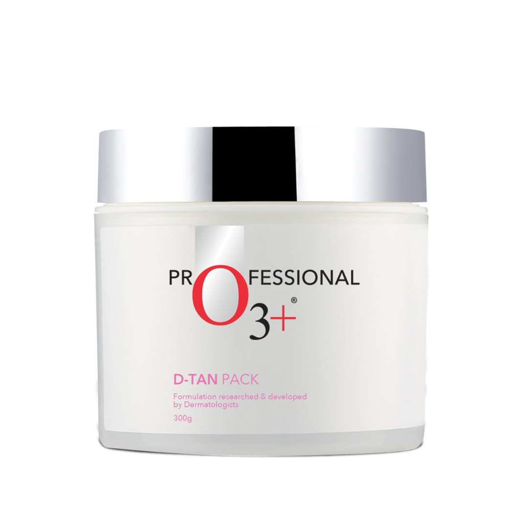 O3+ D-TAN Professional Face Pack for Instant Tan Removal & Glowing Skin with Lactic Acid, Pea Extract & Mint Extract - Ideal for All Skin Types (300g) | Detan Pack for Tan Removal for Face and Body