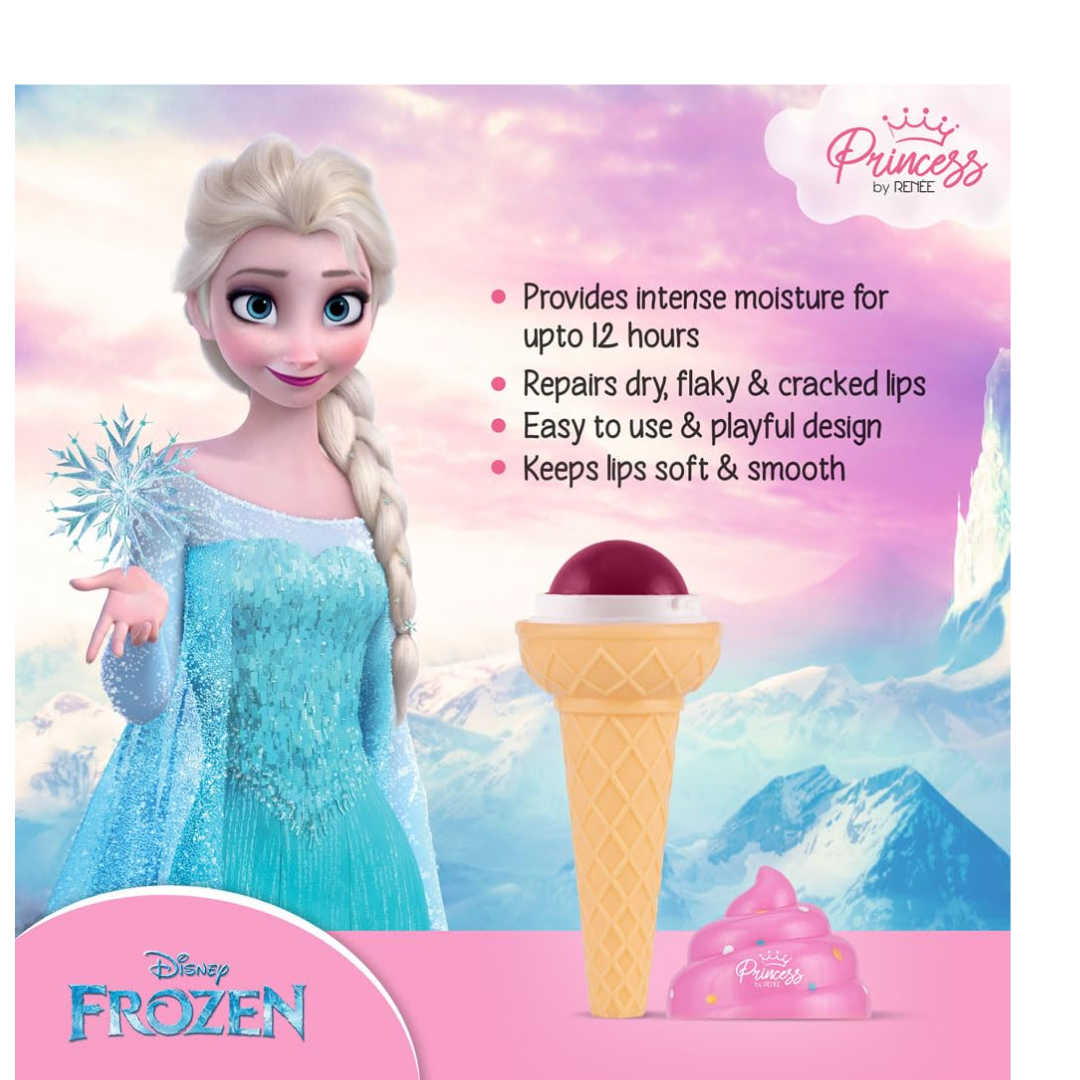 Princess by RENEE Disney Frozen Elsa Snowflake Lip Balm l Intense Moisture l Repairs Flaky & Cracked Lips l Enriched with Vitamin E, Shea & Cocoa Butter l Paraben Free l For Pre-Teen Girls l 7.5 g