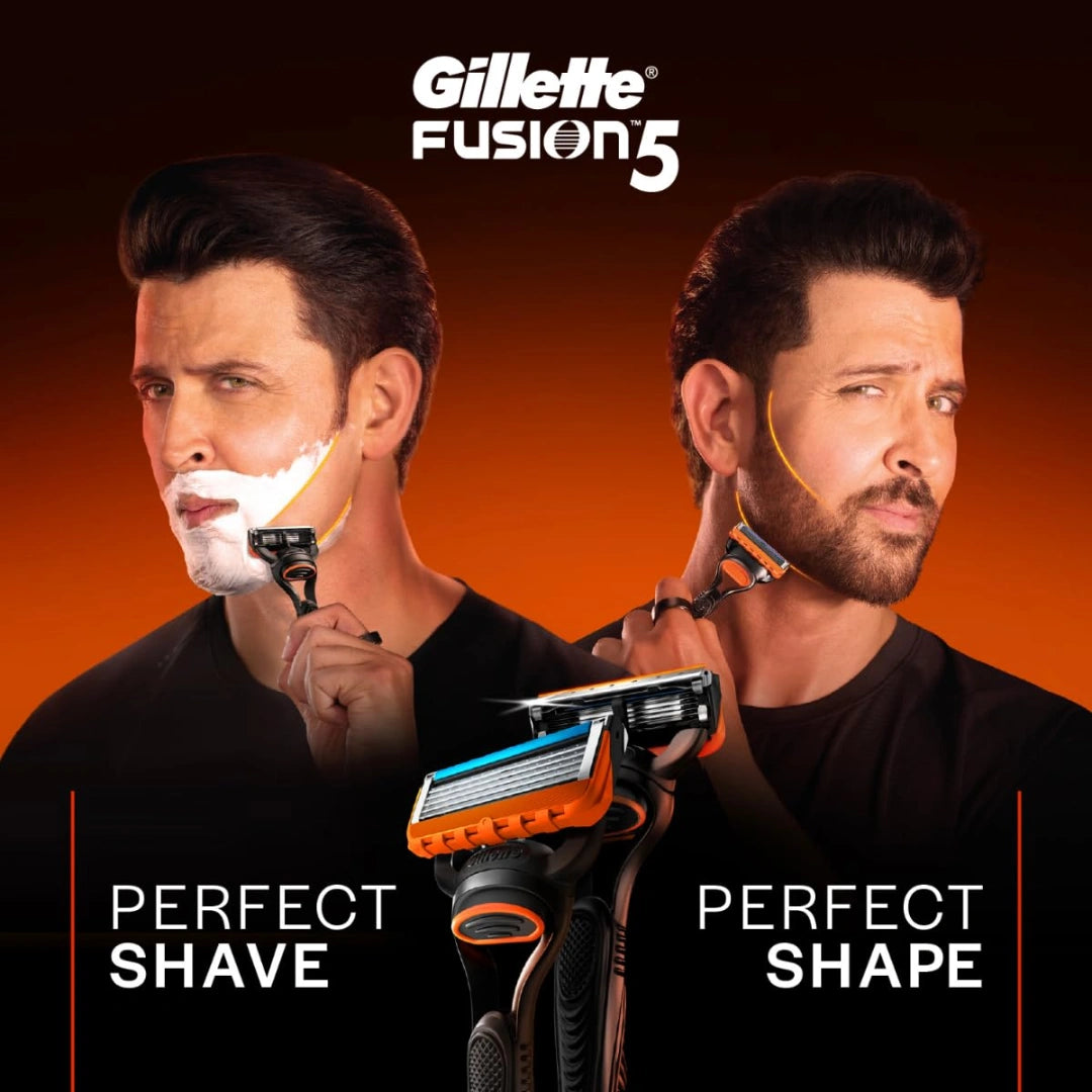 Gillette Fusion Manual Shaving Blades for men - 10 count Value Pack for Perfect Shave and Perfect Beard Shape with styling back blade| Beard Shaper for Men