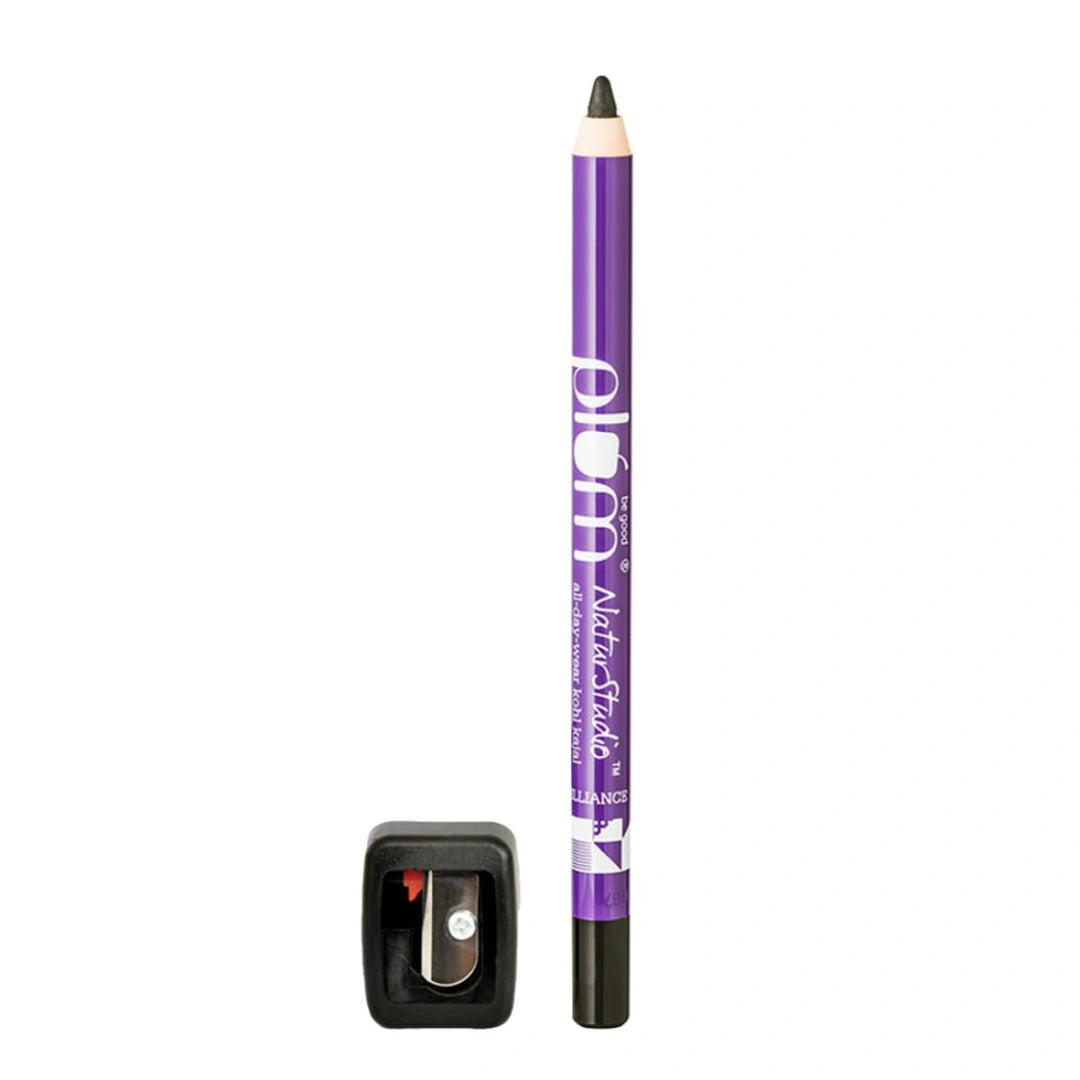 Plum Naturstudio All-Day-Wear Kajal | Water & Smudge-Proof | 24-Hour Long Stay | Intense Matte Black | Gel Finish | 2-In-1 Kajal & Eyeliner | Suitable for Sensitive Eyes & Contact Lenses | Includes Sharpener | 1.2g