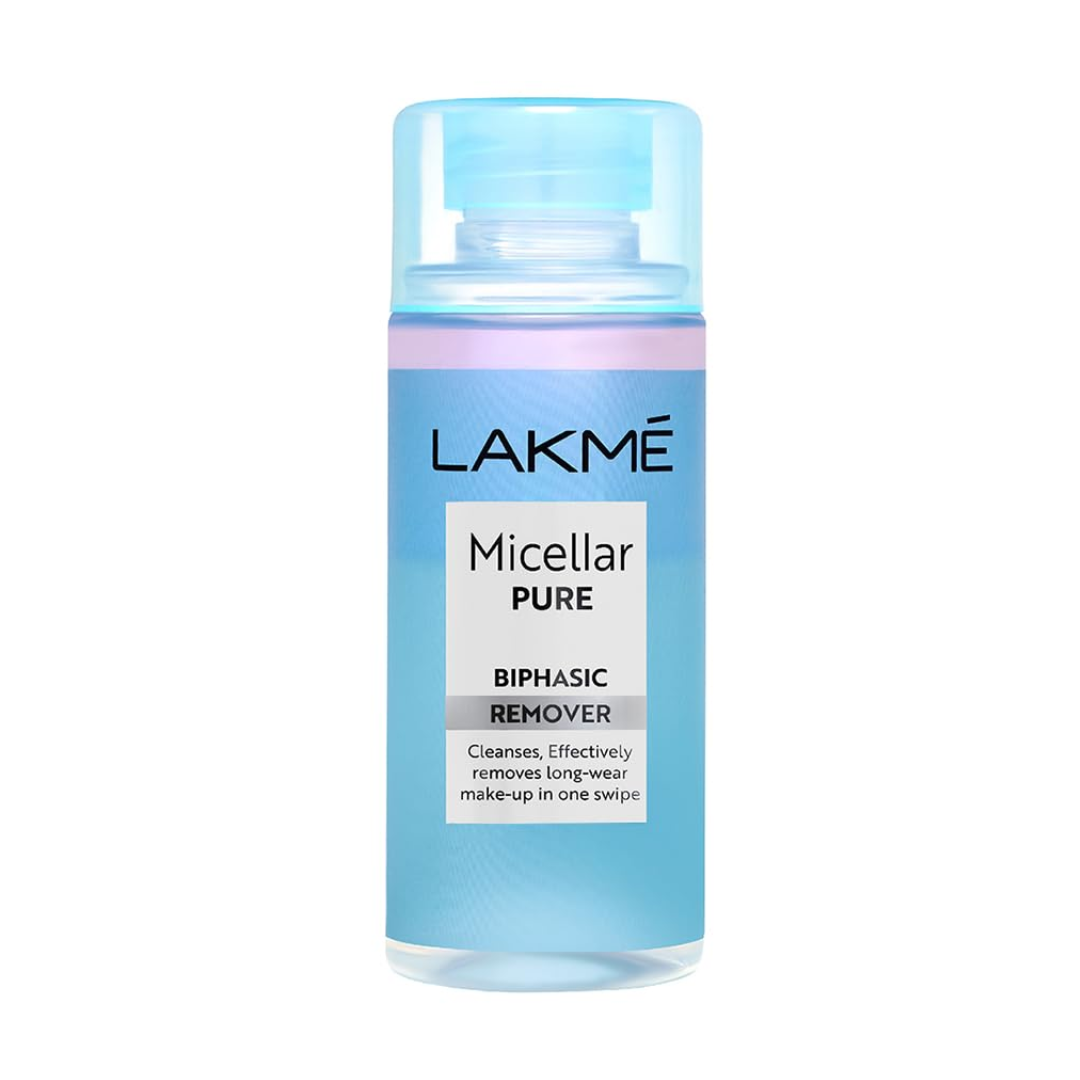 Lakme Biphasic Micellar Face Cleansing Water 100ml | Removes Waterproof Makeup | Oil and Water Formula