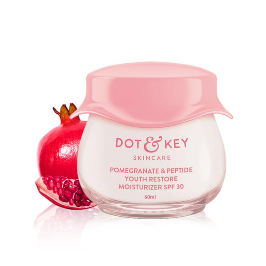DOT & KEY Pomegranate + Peptide moisturizer With Spf 30 For Sun Protection|Reduces Fine Lines&Wrinkles|48Hr Intense Moisturization|Boosts Collagen|For Mature&Normal To Dry Skin|60Ml