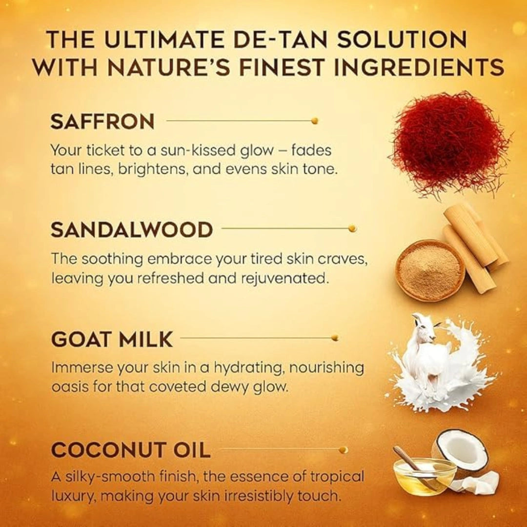 Ghar Magic Soap Tan Removal Sandalwood & Saffron Magic Soaps For Bath | Paraben Free | Chandan & Kesar Bath Soaps | Handmade Soap For Glowing | Skin Brightening For Men & Women (100 Gms Pack Of 3)