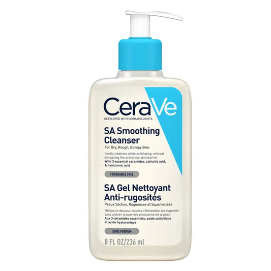 CeraVe SA Smoothing Cleanser For Dry, Rough & Bumpy Skin, contains Salicylic Acid, Ceramides & Hyaluronic acid|Dermatologist Recommended Face wash (236ml)