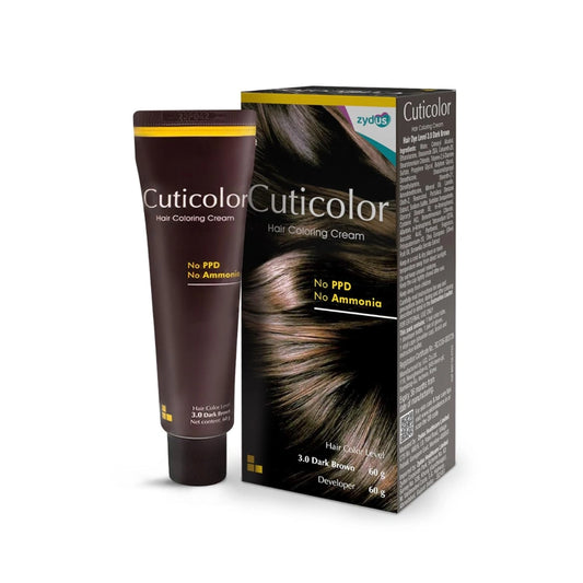 Cuticolor Permanent Hair Color Cream|#1 Dr Prescribed|For Sensitive Skin|Eco Mechanism For Preserving Scalp Health|Enriched With Portulaca & Boseivela Extracts Dark Brown, 60G (Pack Of 1)