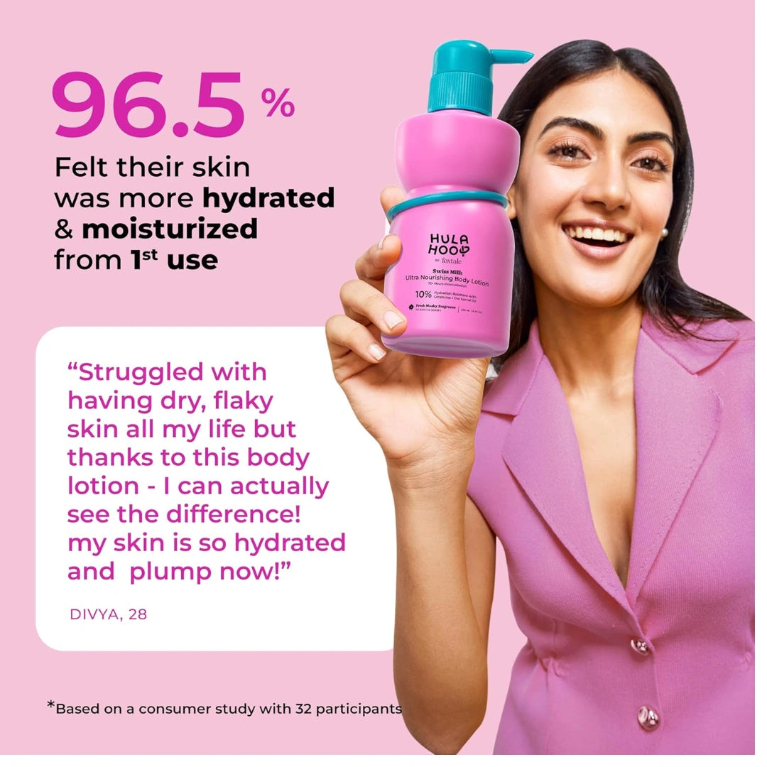 Hula Hoop Ultra Nourishing Body Lotion by Foxtale | Ceramides + Pentavitin™ + Shea Butter | Deeply Hydrates, Repairs Skin Barrier & Softens Skin | Fast-Absorbing, Non-Greasy | 200ml
