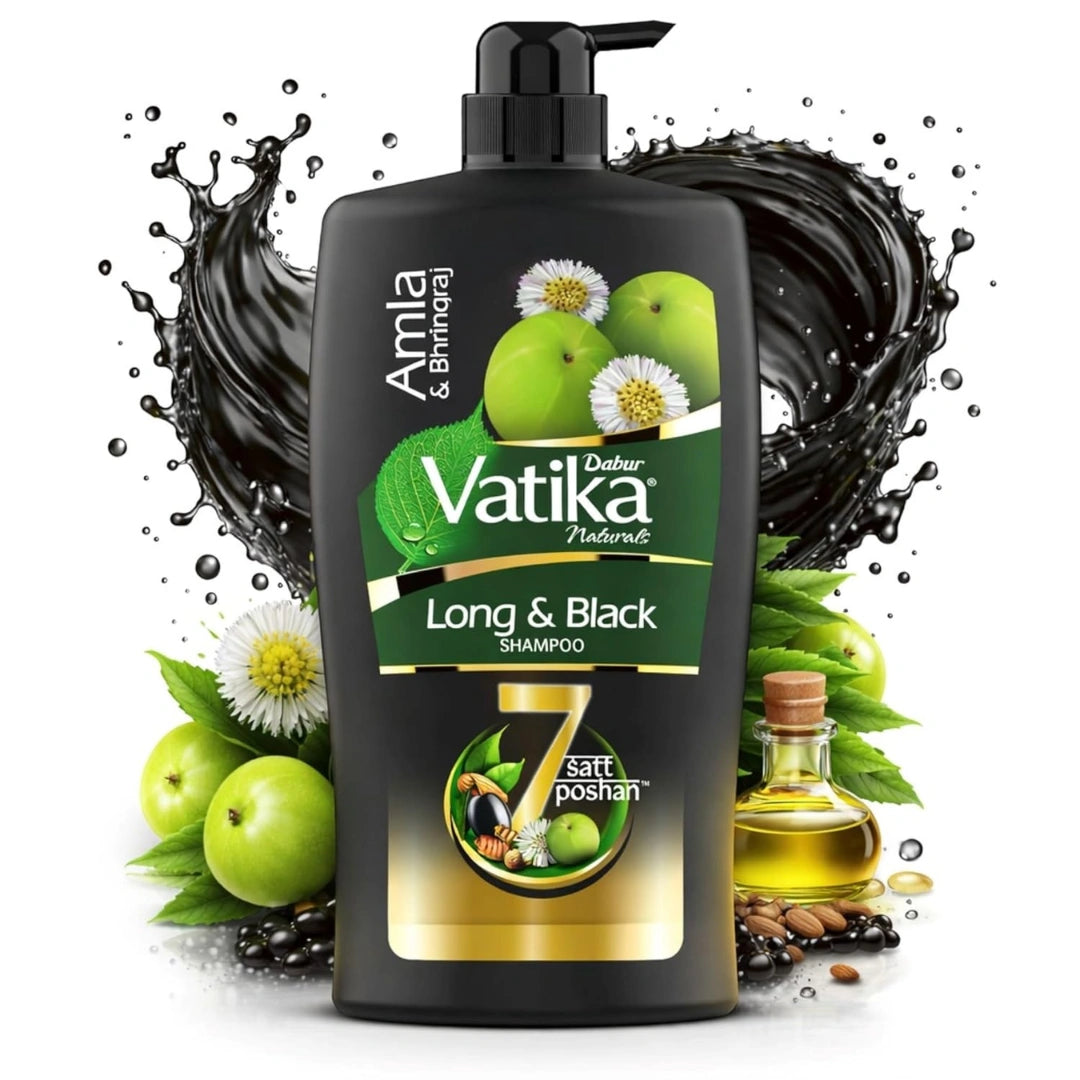Dabur Vatika Long & Black Shampoo With The Goodness Of Amla & Bhringraj For Shiny, Black Hair, 640ml