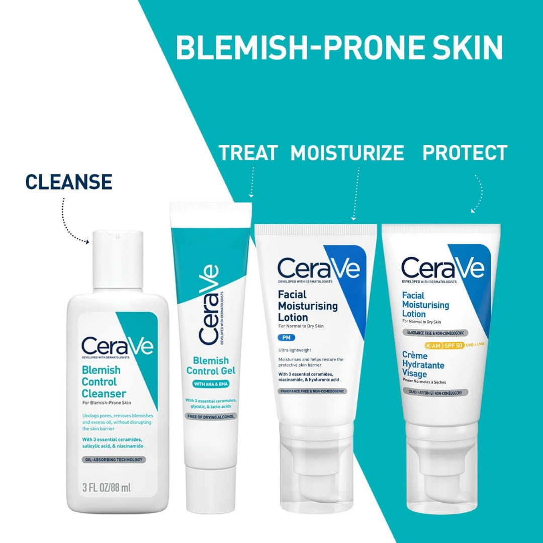 CeraVe Blemish Control Cleanser with 2% Salicylic Acid & Niacinamide for Acne Prone Skin, Controls Acne & Spots, Unclog Pores & Reduces Blemishes, 88ml