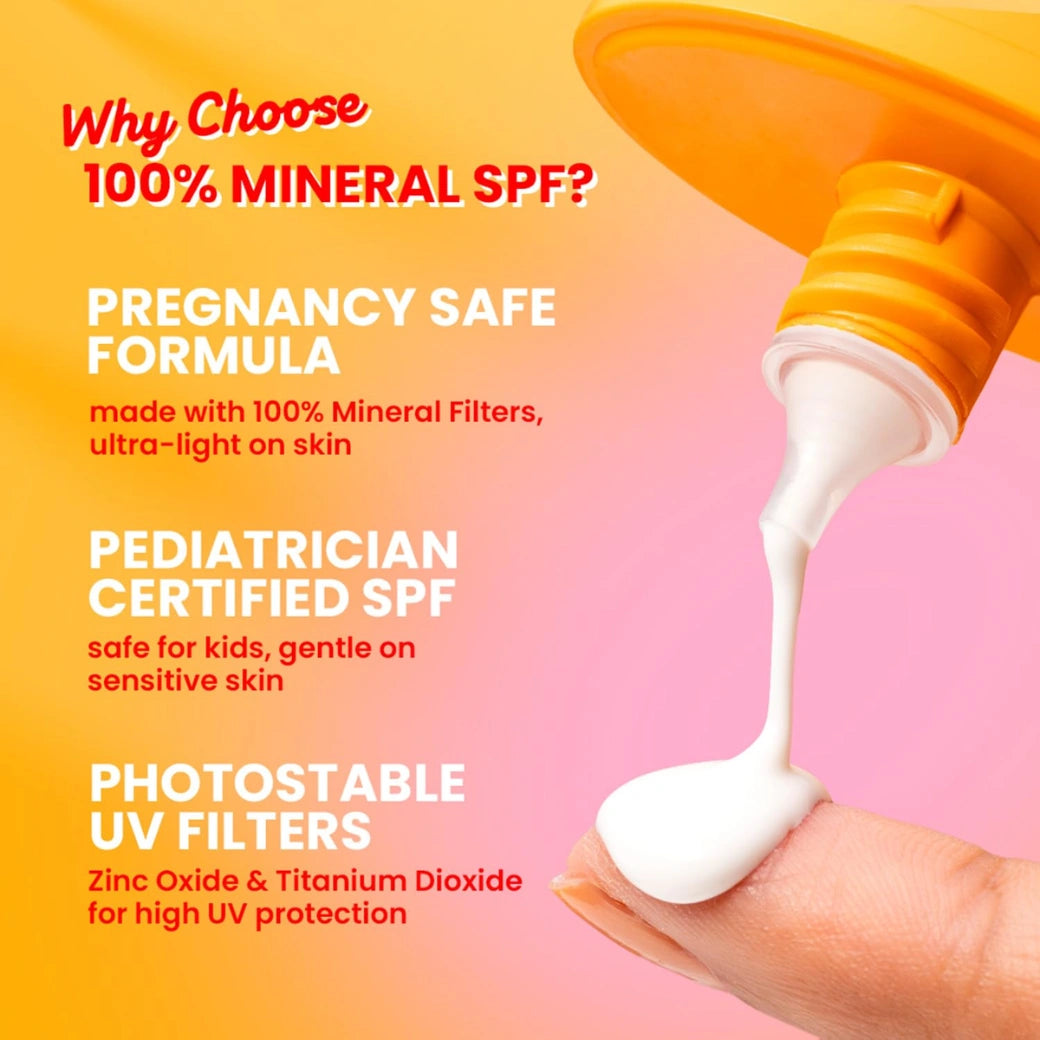 Dot & Key Vitamin C + E 100% Mineral Sunscreen In-Vivo Tested SPF 50+ PA++++ | No White Cast, Lightweight Fluid, With Zinc Oxide & Titanium Dioxide | Blends Easily, Boosts Natural Glow, Non-Greasy | 50gm