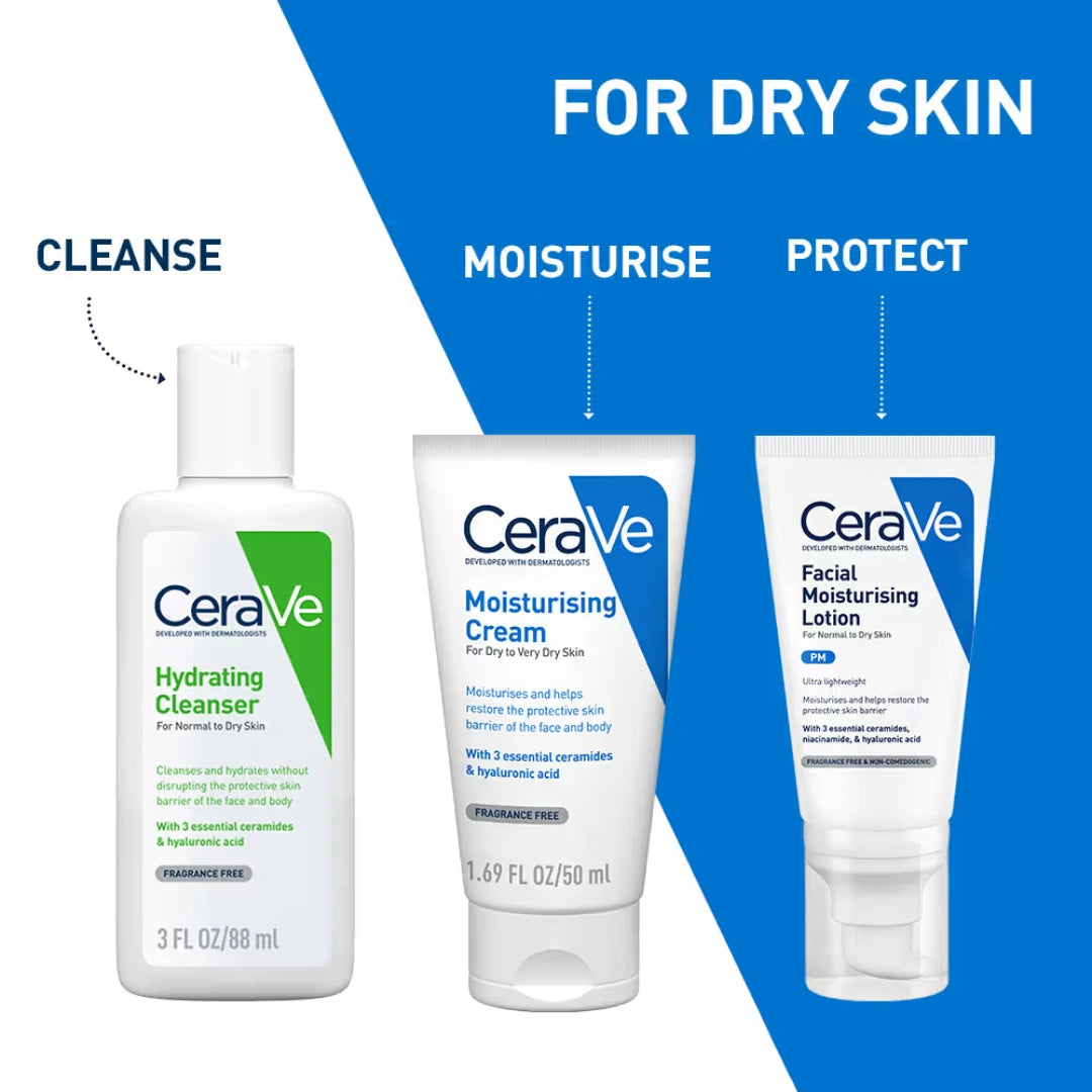 CeraVe Facewash & Moisturizer Combo with Ceramides - Daily Skincare Routine for Normal To Dry Skin (2 pcs)