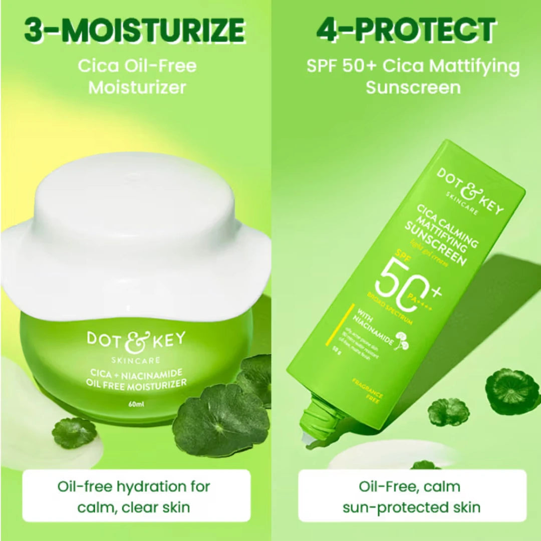 Dot & Key Cica + Niacinamide C + E CSMS Routine for Oily & Acne Prone Skin (4 pcs)