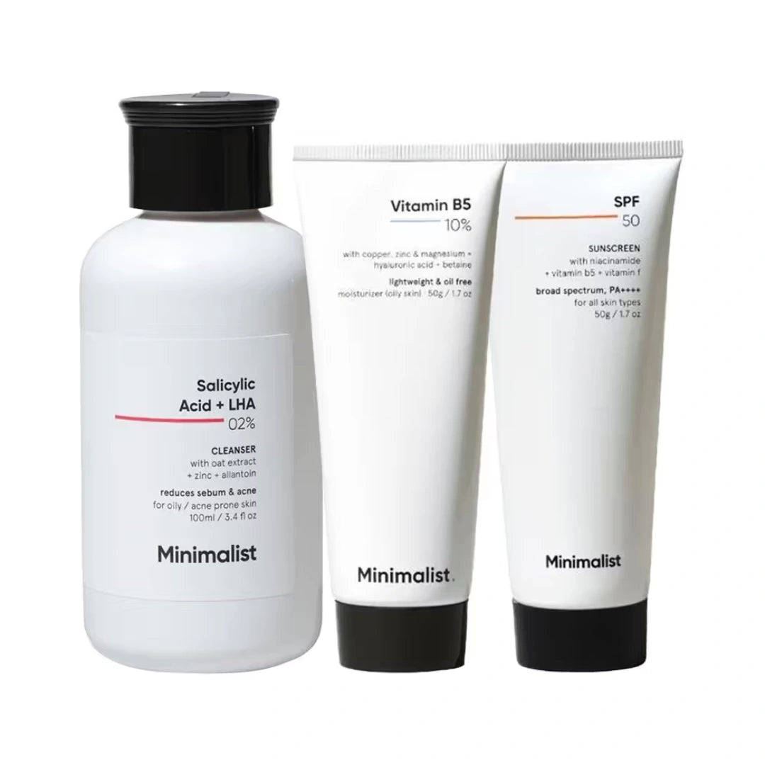 Minimalist Daily Best Seller Skincare Routine For Oily Acne Prone Skin (3 pcs)