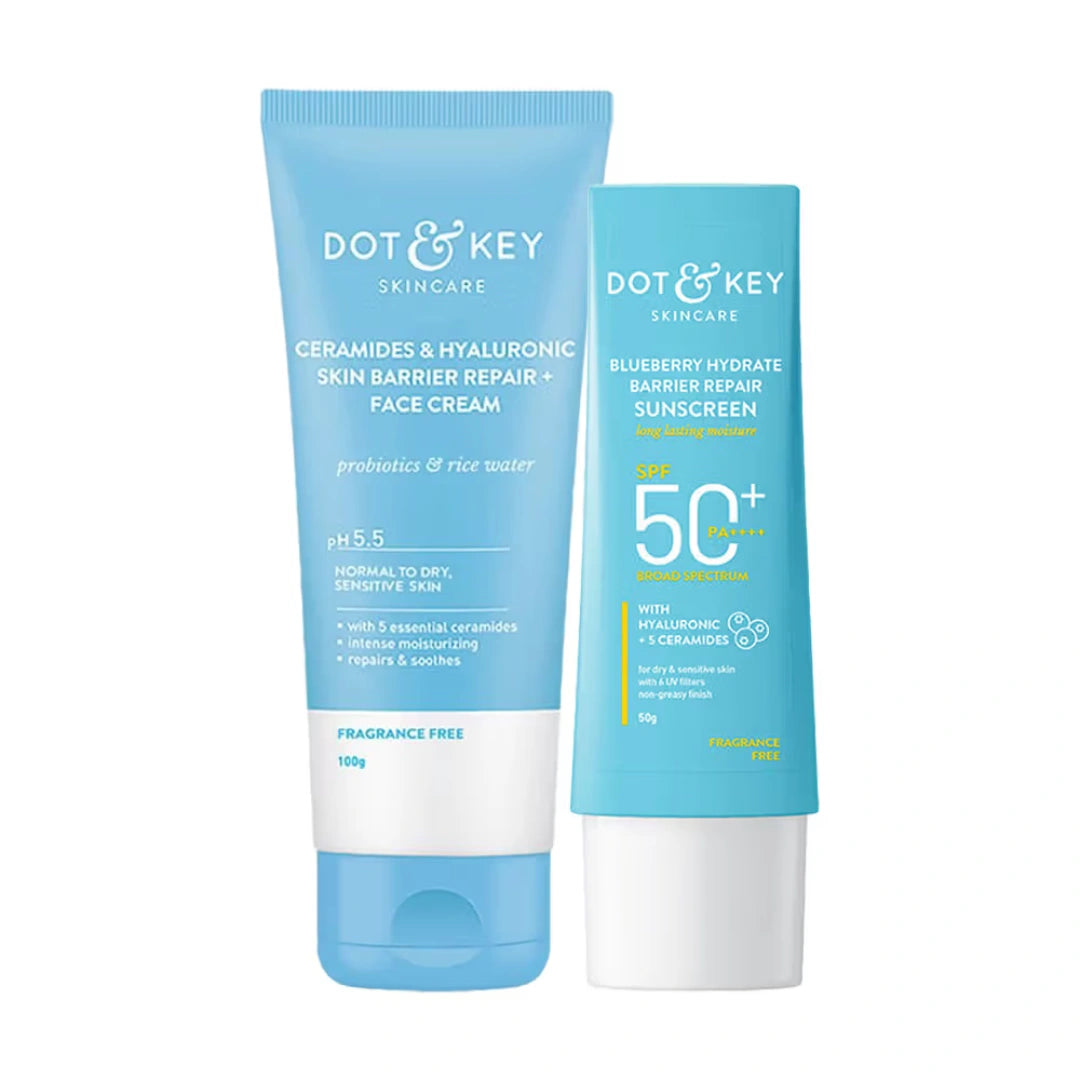Dot & Key Hydrate sunscreen  spf50, 50g  , face  wash 100ml , & Protect Power Duo