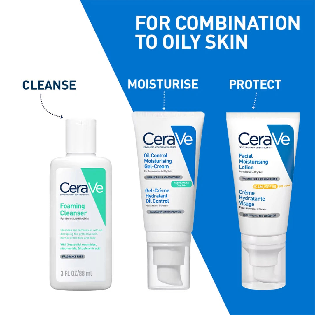 CeraVe Oil Control Gel Moisturizer & Foaming Face wash, Skincare Combo for Oily & Combination Skin