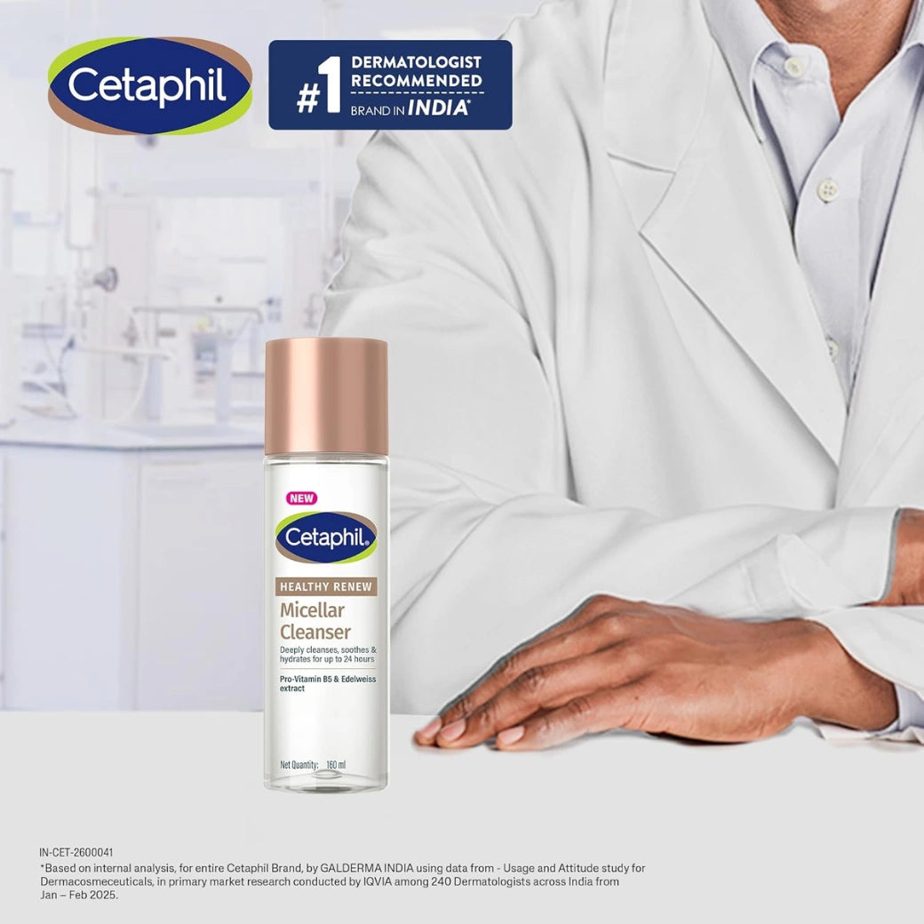 Cetaphil Healthy Renew Anti-Ageing Micellar Cleanser 160ml – Gentle No-Rinse Facial Cleanser for Sensitive Skin, Removes Makeup & Impurities, Hydrating & Soothing Formula